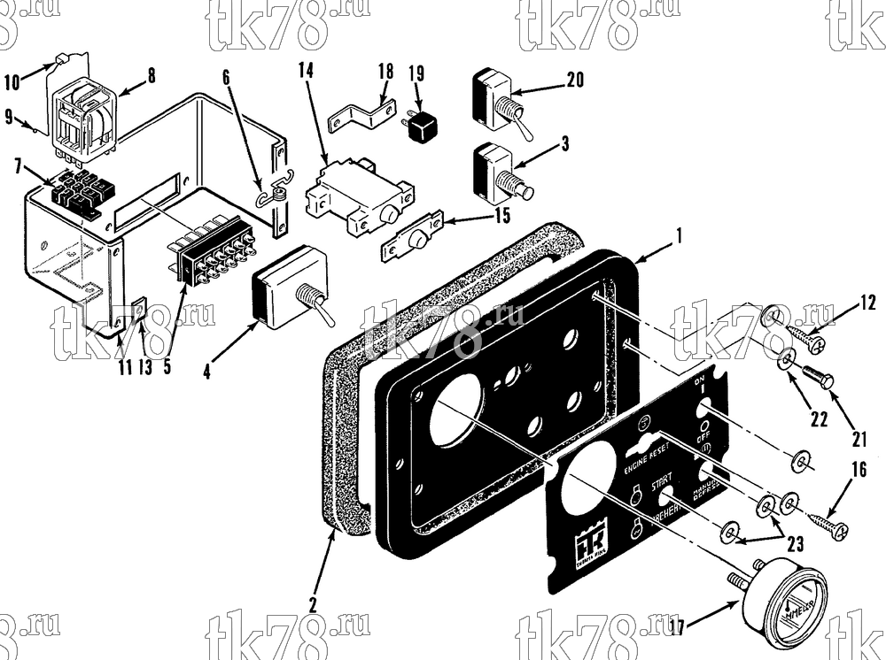 Каталог запчастей для Thermo King SB-III SLE EMEIA 30 & 50 w/di 2.2 Engine SWITCH PANEL ASSEMBLY