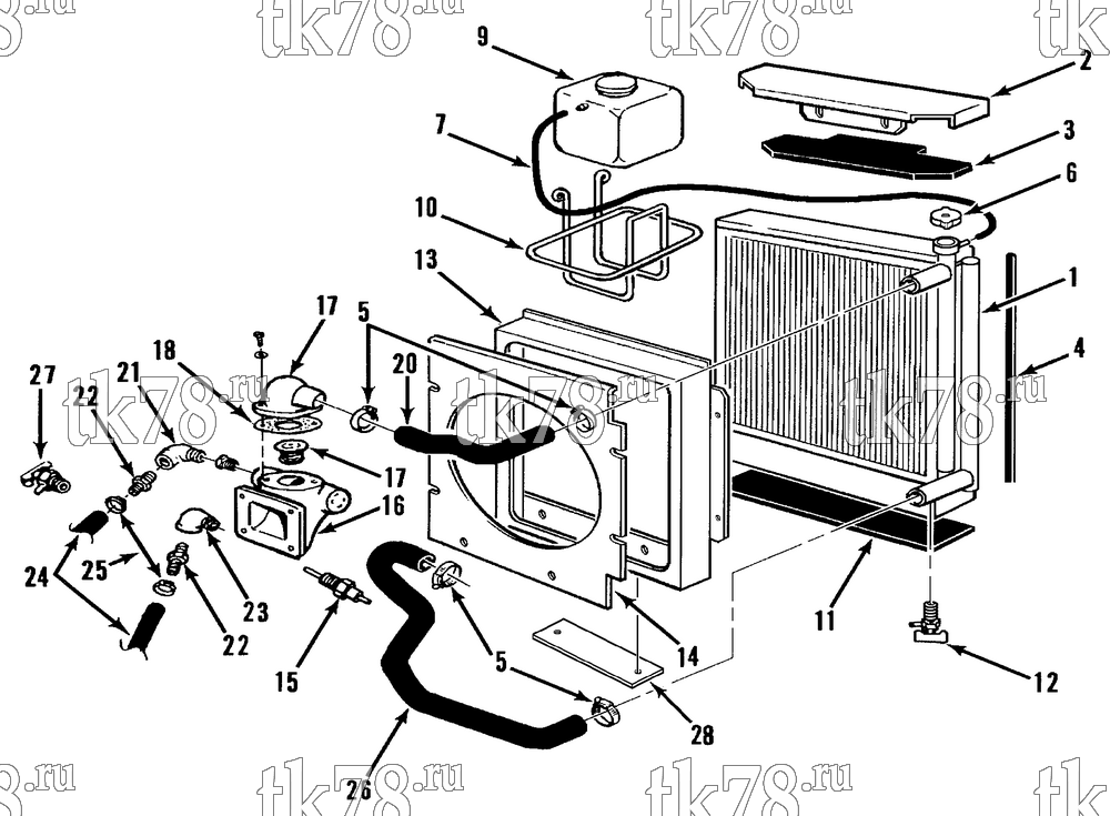 Каталог запчастей для Thermo King CG-II M17, M17A & M17B ENGINE COOLING SYSTEM