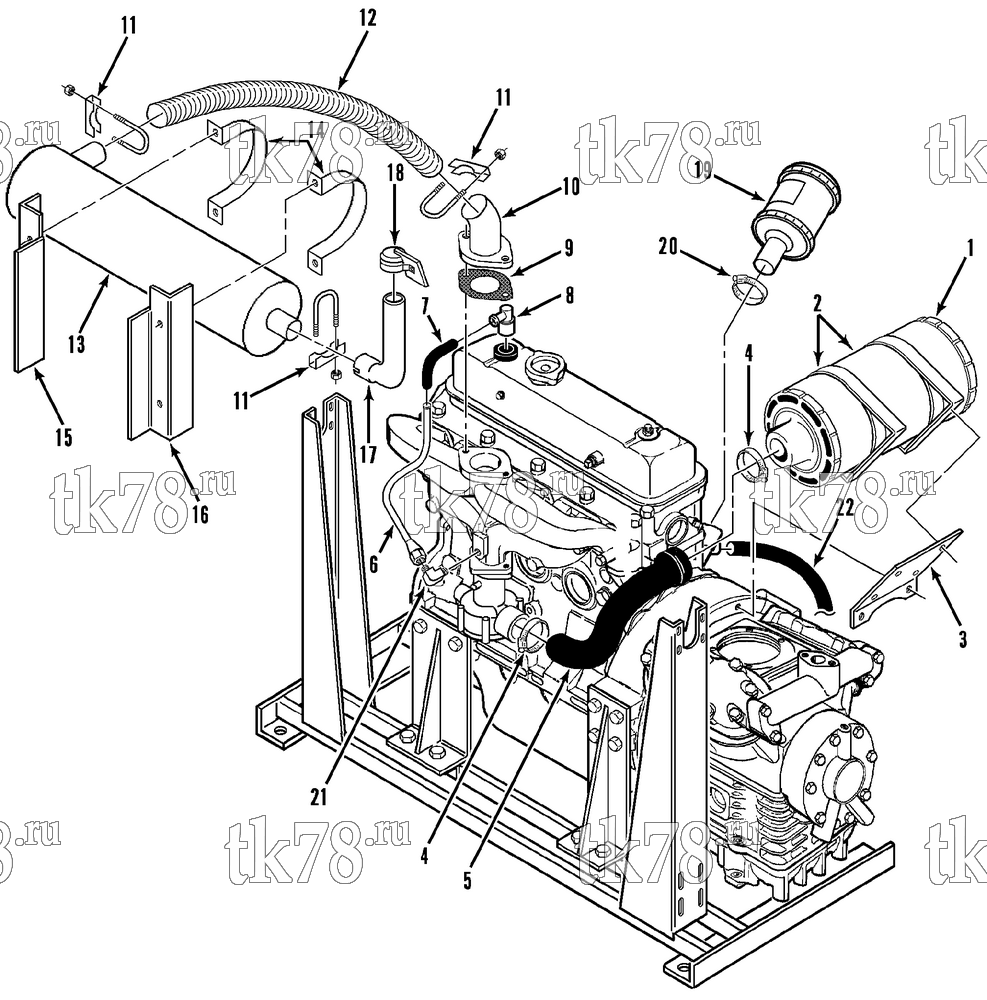 Каталог запчастей для Thermo King  ENGINE INTAKE & EXHAUST GROUP