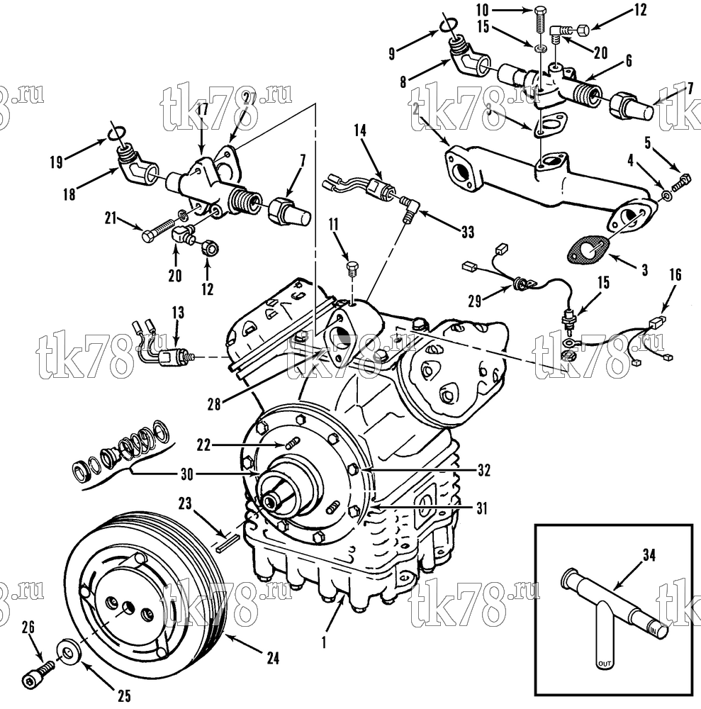Каталог запчастей для Thermo King  COMPRESSOR GROUP (KIT 712897)