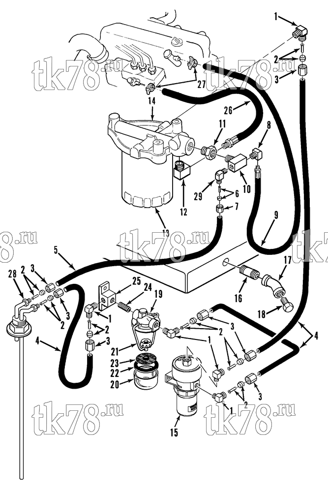Каталог запчастей для Thermo King  FUEL FILTER, HOSES & FITTINGS