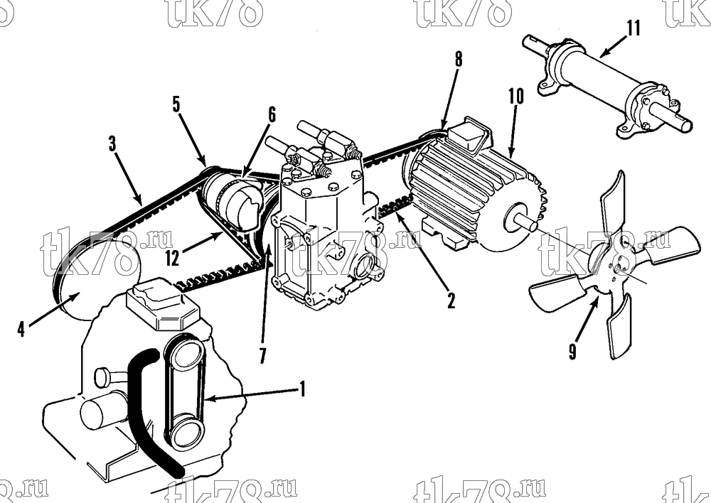Каталог запчастей для Thermo King JD-I BELTS, PULLEYS & FAN GROUP