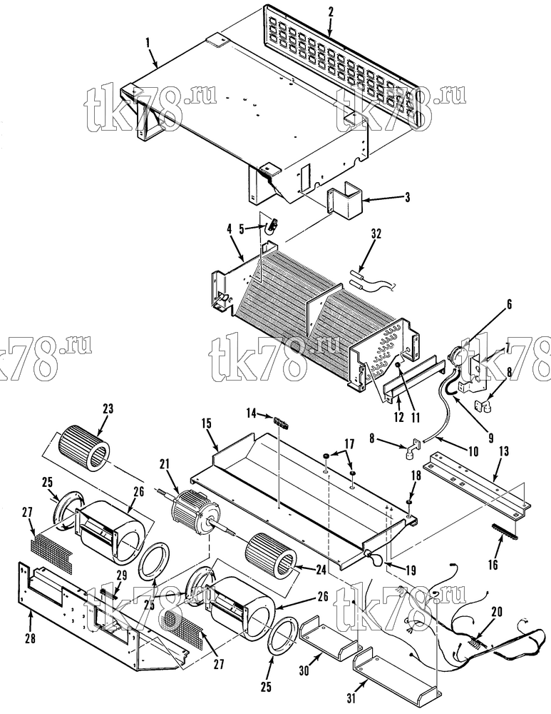 Каталог запчастей для Thermo King McTRK-I 50 TC ECT EVAPORATOR - STRUCTURAL/ELECTRICAL