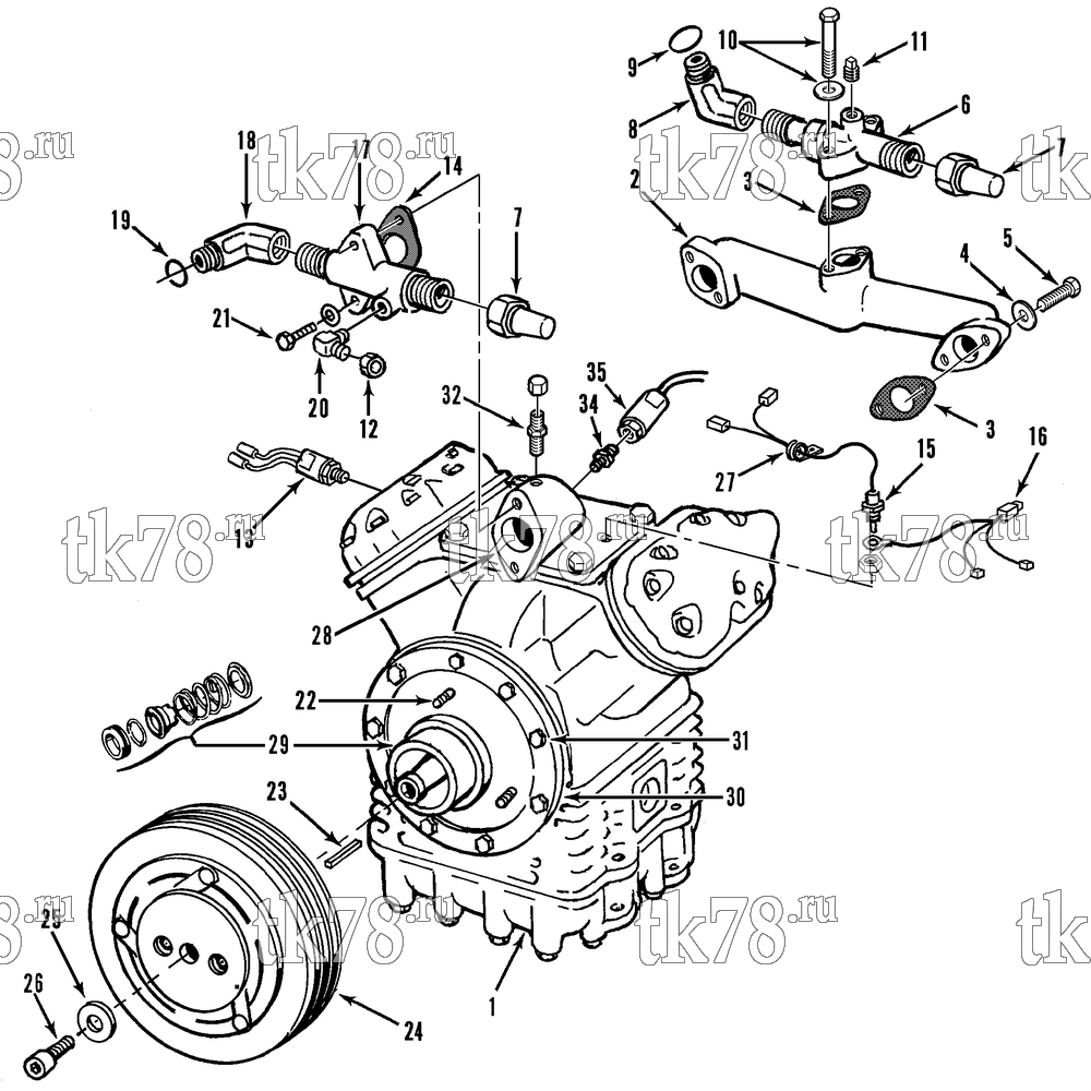 Каталог запчастей для Thermo King NSD-I COMPRESSOR GROUP (R22, KIT 712682)
