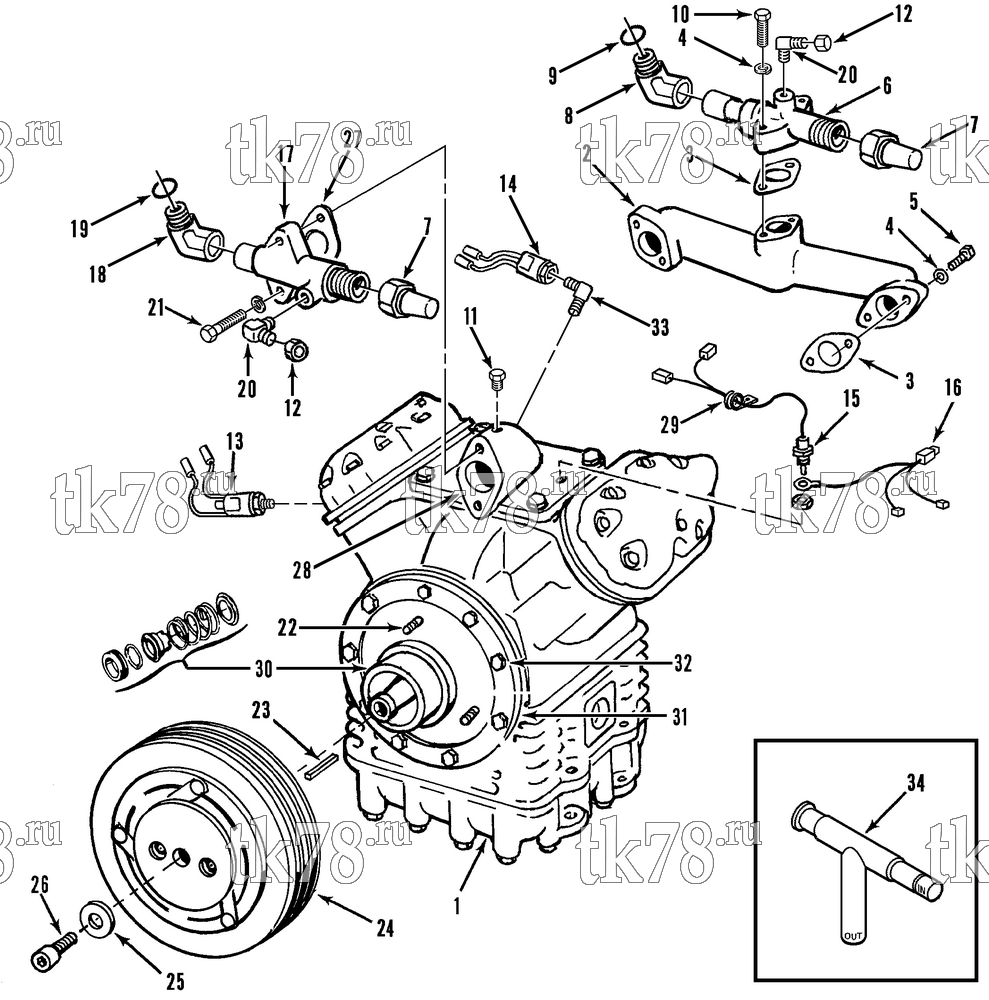 Каталог запчастей для Thermo King  COMPRESSOR GROUP (KIT 713126)