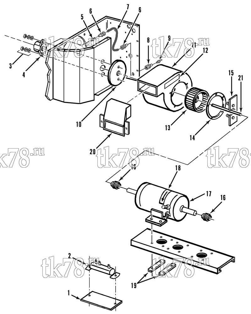Каталог запчастей для Thermo King UH1-M1 HEATER BLOWER & MOTOR GROUP