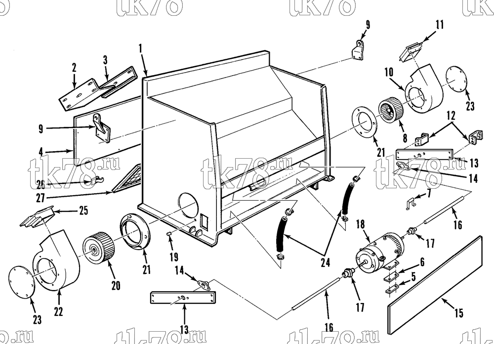 Каталог запчастей для Thermo King TH1-M3, M4, M5 STRUCTURAL - MOTORS & BLOWERS (TH1 M4)