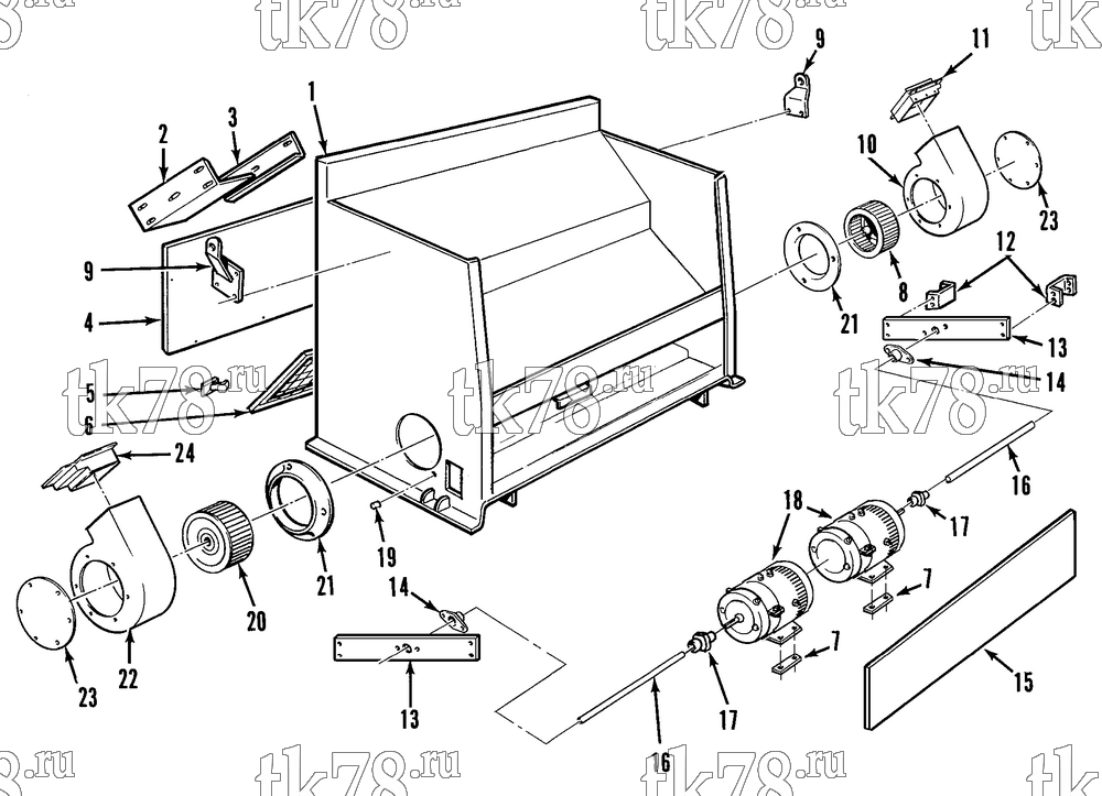 Каталог запчастей для Thermo King TH1-M3, M4, M5 STRUCTURAL - MOTORS & BLOWERS (TH1 M5)
