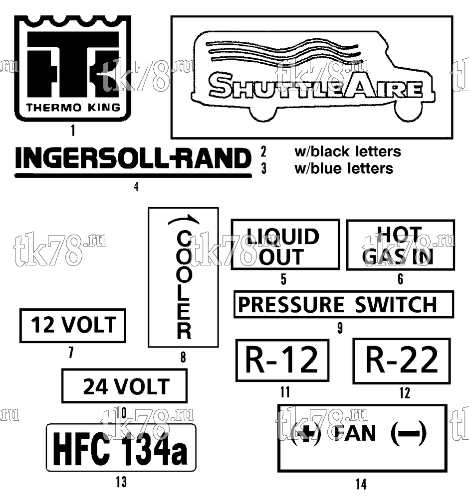 Каталог запчастей для Thermo King ShuttleAIRE Series Bus NAMEPLATES