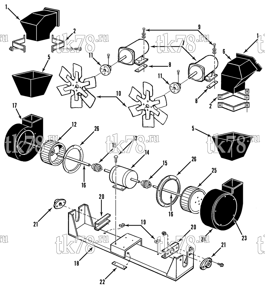 Каталог запчастей для Thermo King T6-M5 MOTORS, BLOWERS & FAN GROUP