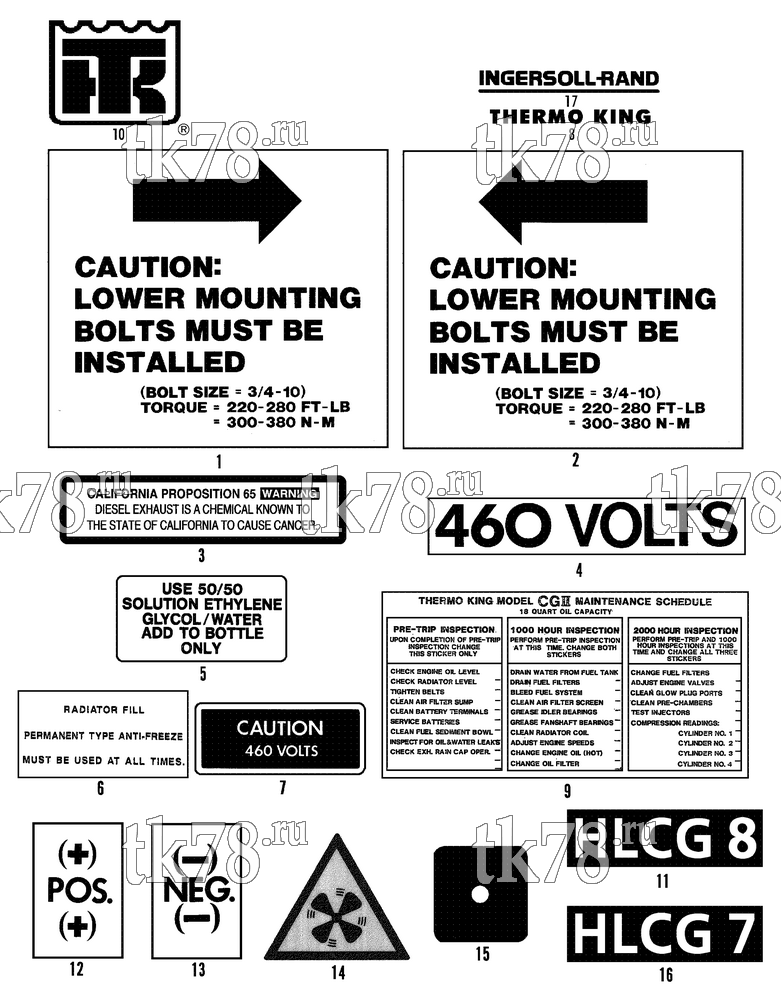 Каталог запчастей для Thermo King CG-II M19 NAMEPLATES