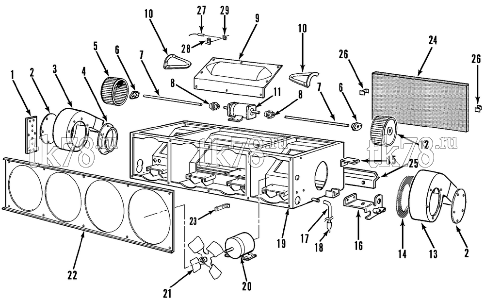 Каталог запчастей для Thermo King E2-M1, M1A, M2 & M3 STRUCTURAL - MOTORS & BLOWERS (E2 M2)