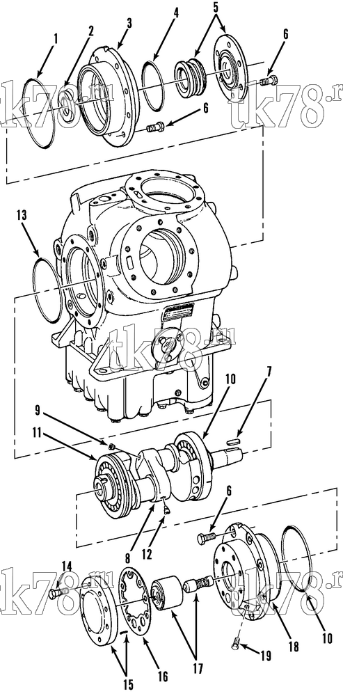 Каталог запчастей для Thermo King T1-M26 CRANKSHAFT, OIL PUMP & SEAL GROUP