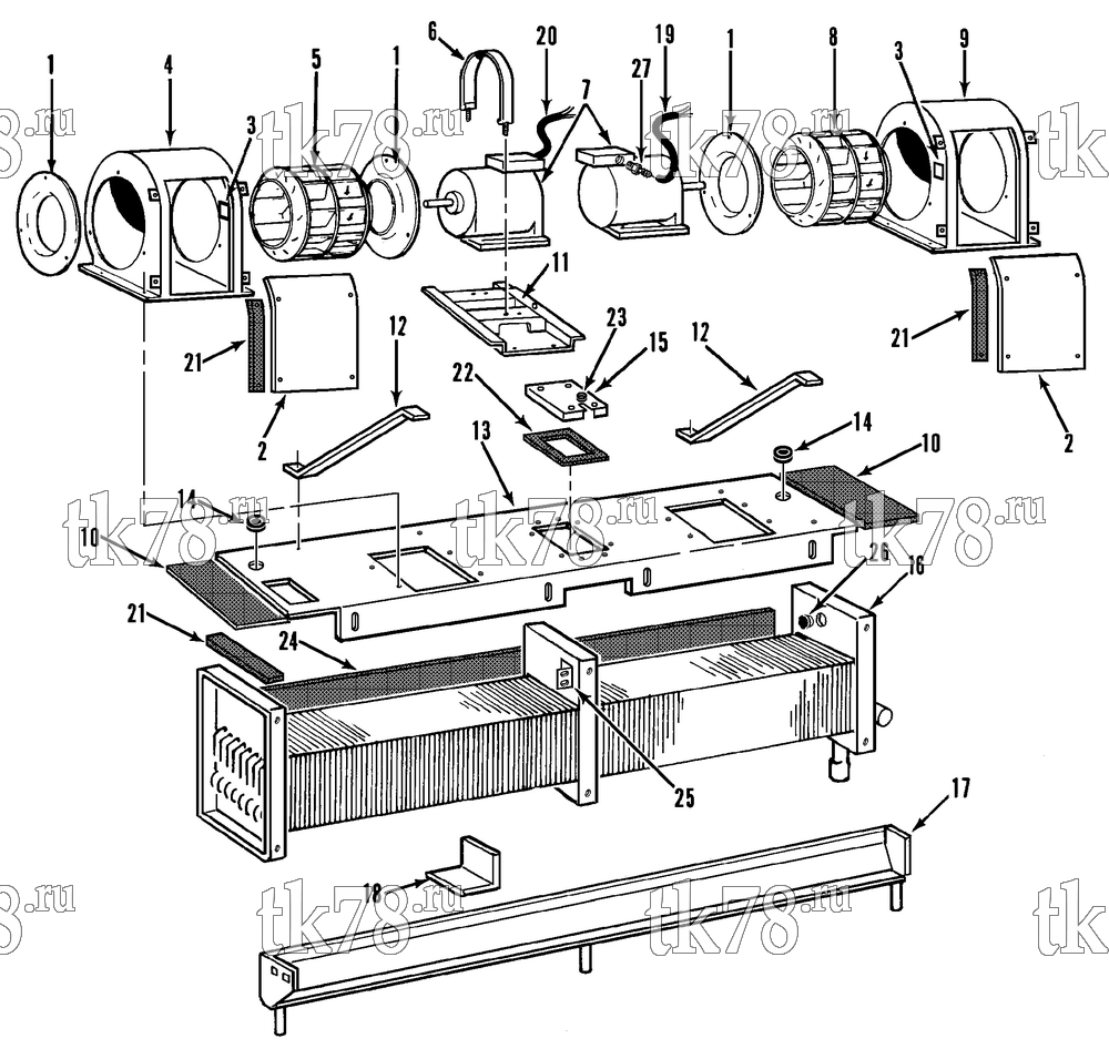 Каталог запчастей для Thermo King  EVAPORATOR COIL & BLOWER GROUP (M32, M32A)