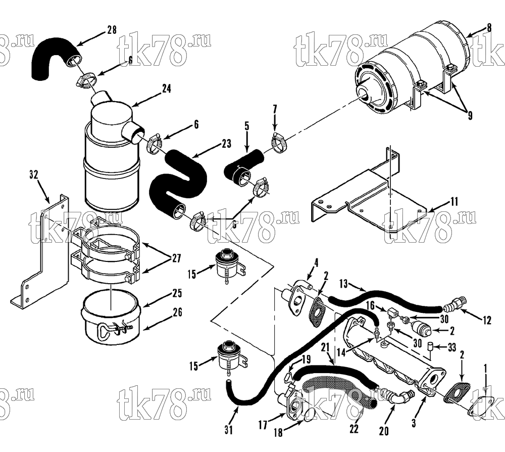 Каталог запчастей для Thermo King TK6000 30 w/se 2.2 Engine AIR CLEANER GROUP