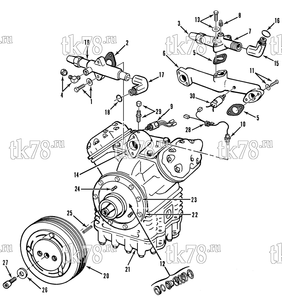 Каталог запчастей для Thermo King T6-M5 COMPRESSOR GROUP - X430 (KIT 713352)