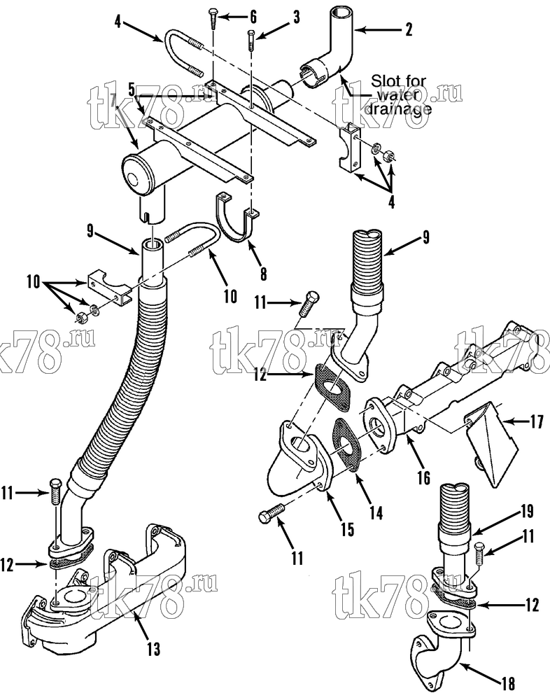 Каталог запчастей для Thermo King TK6000 30 w/se 2.2 Engine MUFFLER GROUP