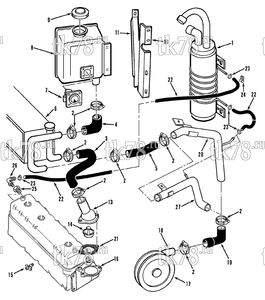 Каталог запчастей для Thermo King TK6000 30 w/se 2.2 Engine ENGINE COOLING SYSTEM