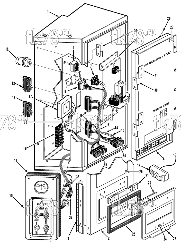 Каталог запчастей для Thermo King SB-III SR & SR MP+ w/di 2.2 Engine CONTROL BOX ASSEMBLY (1/91 & After)