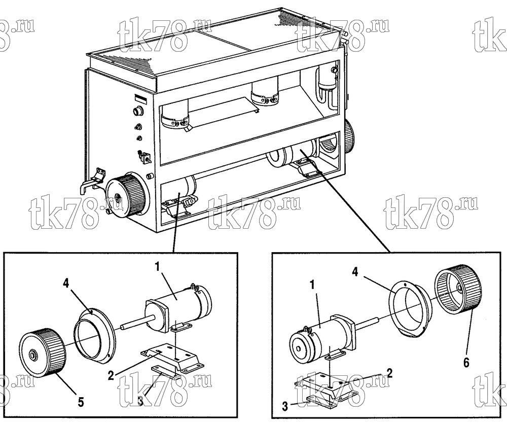 Каталог запчастей для Thermo King VRT-6 System w/Screw Compressor EVAPORATOR FANS & MOTORS