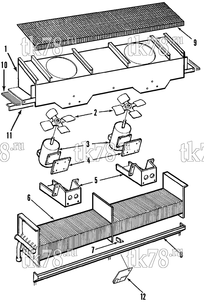 Каталог запчастей для Thermo King CF-III M5 Series EVAPORATOR COIL, MOTOR & FAN GROUP