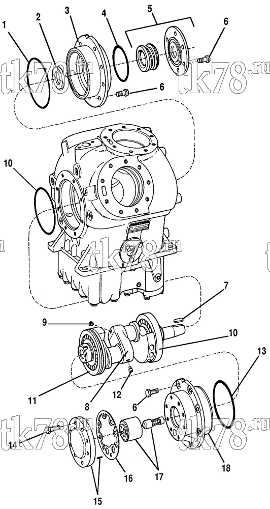Каталог запчастей для Thermo King GB Compressor CRANKSHAFT, OIL PUMP & SEAL GROUP