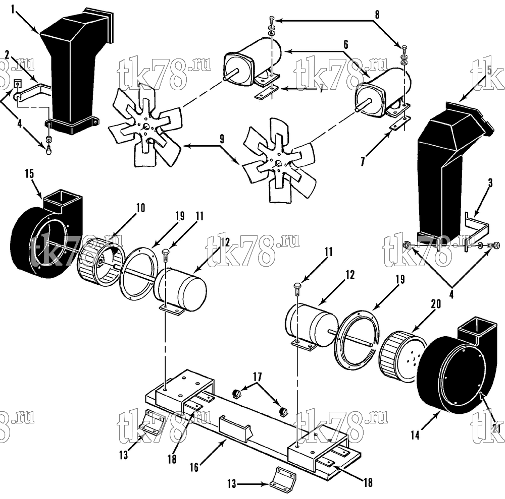 Каталог запчастей для Thermo King  MOTORS, BLOWERS & FAN GROUP (T3-M28)