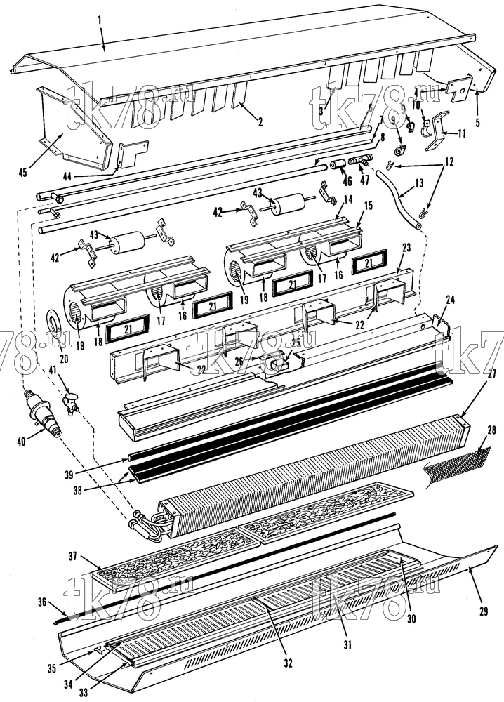 Каталог запчастей для Thermo King  EVAPORATOR ASSEMBLY (B3 1005 & 1015, Before 5/79)