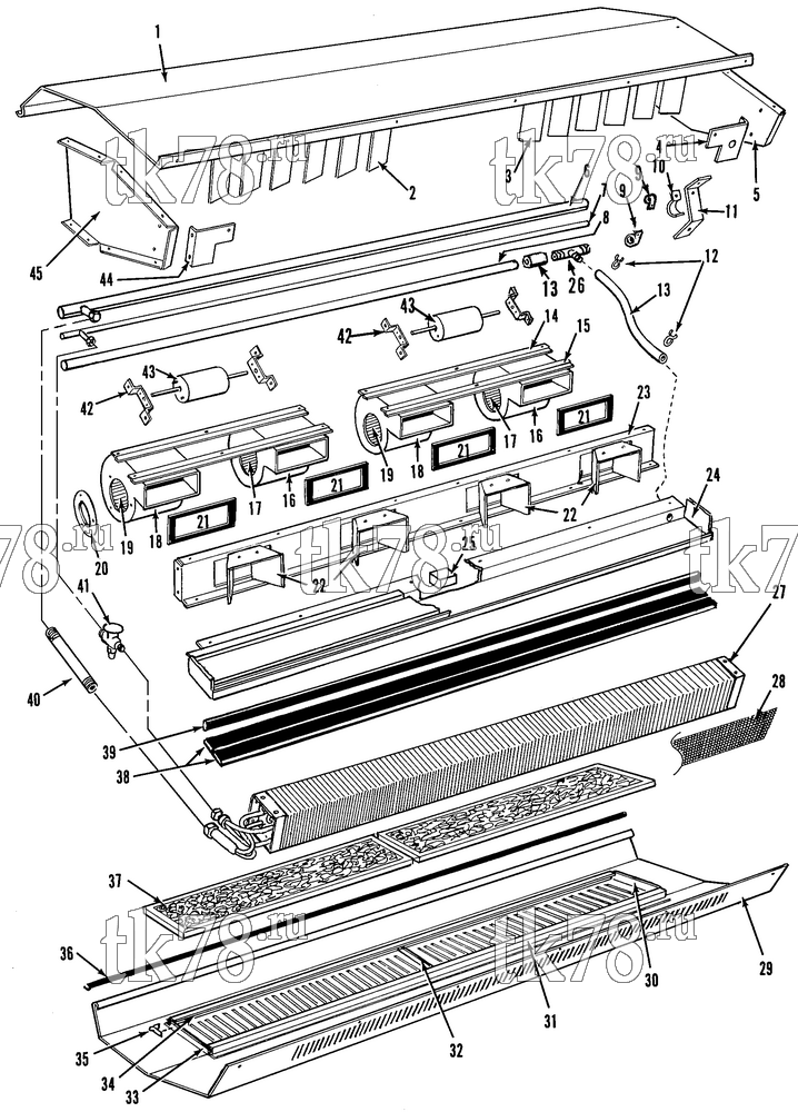 Каталог запчастей для Thermo King  EVAPORATOR ASSEMBLY (B3 1005 & 1015, 5/79 & After)